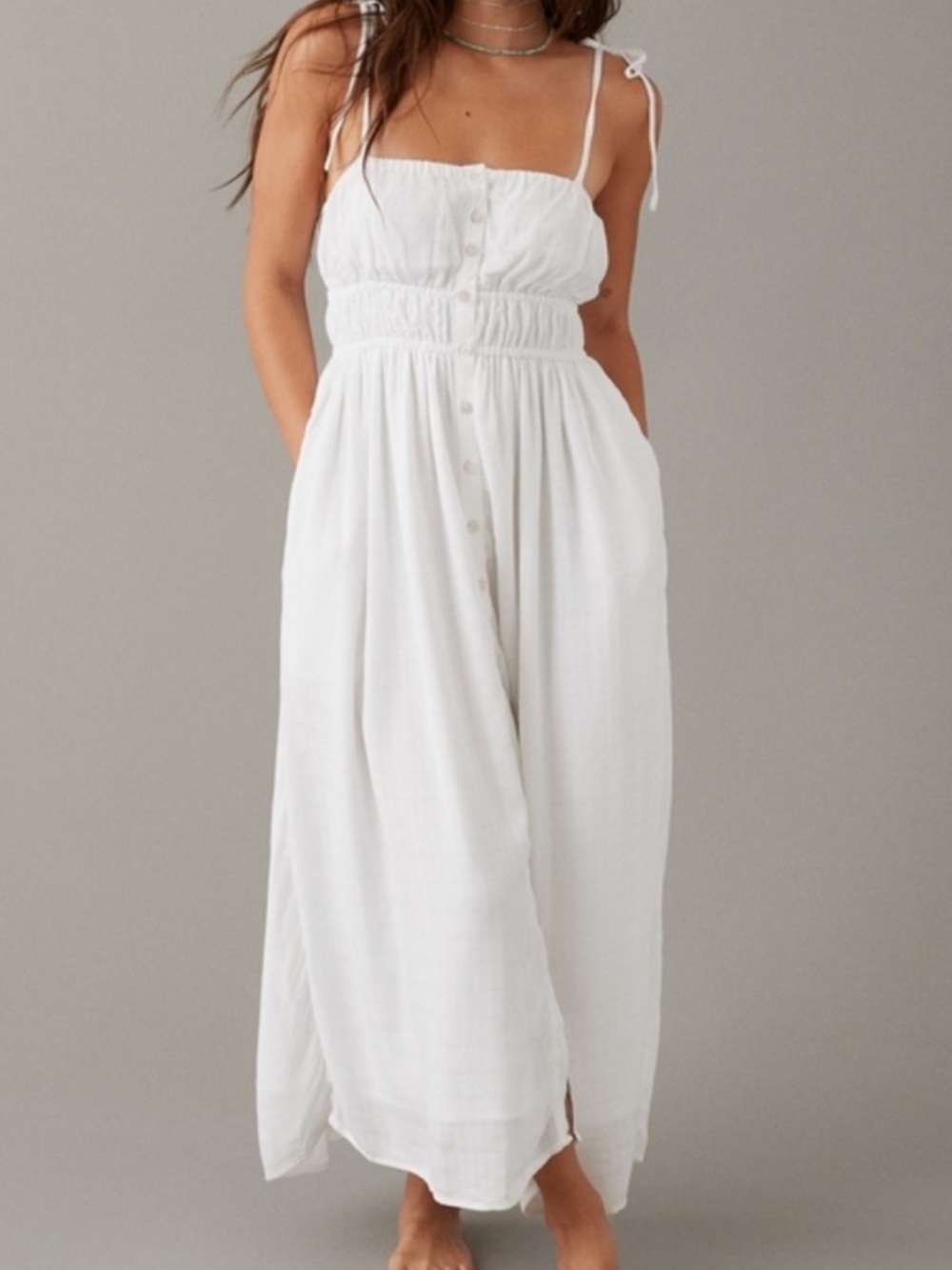 American Eagle Button-Through Maxi Dress – White - Size XS
